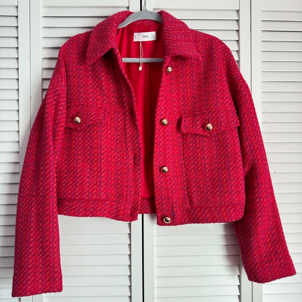 Mango Red Textured Jacket - Picture 8 of 10